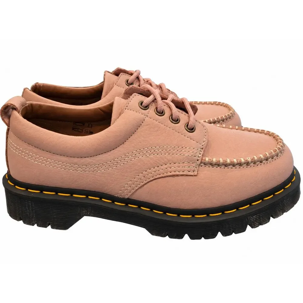 Dr. Martens Lowell Lace-Up Shoes Women 9 Pink Nubuck Leather Moc Toe Casual NWOB